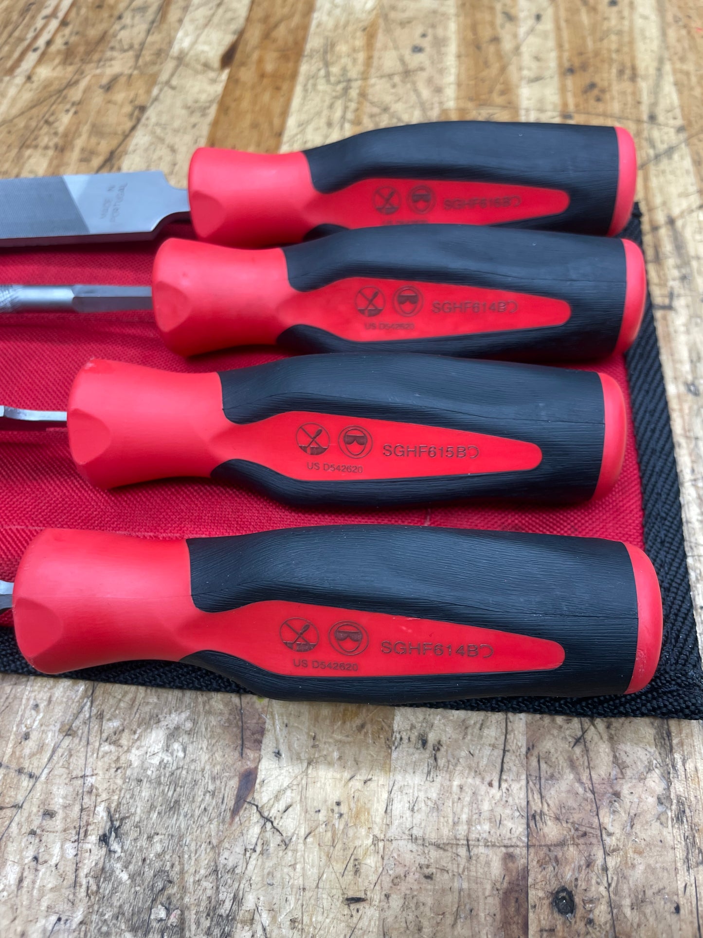 Snap On File Set Bastard Cut Instinct Handle 4pc USA C0416B