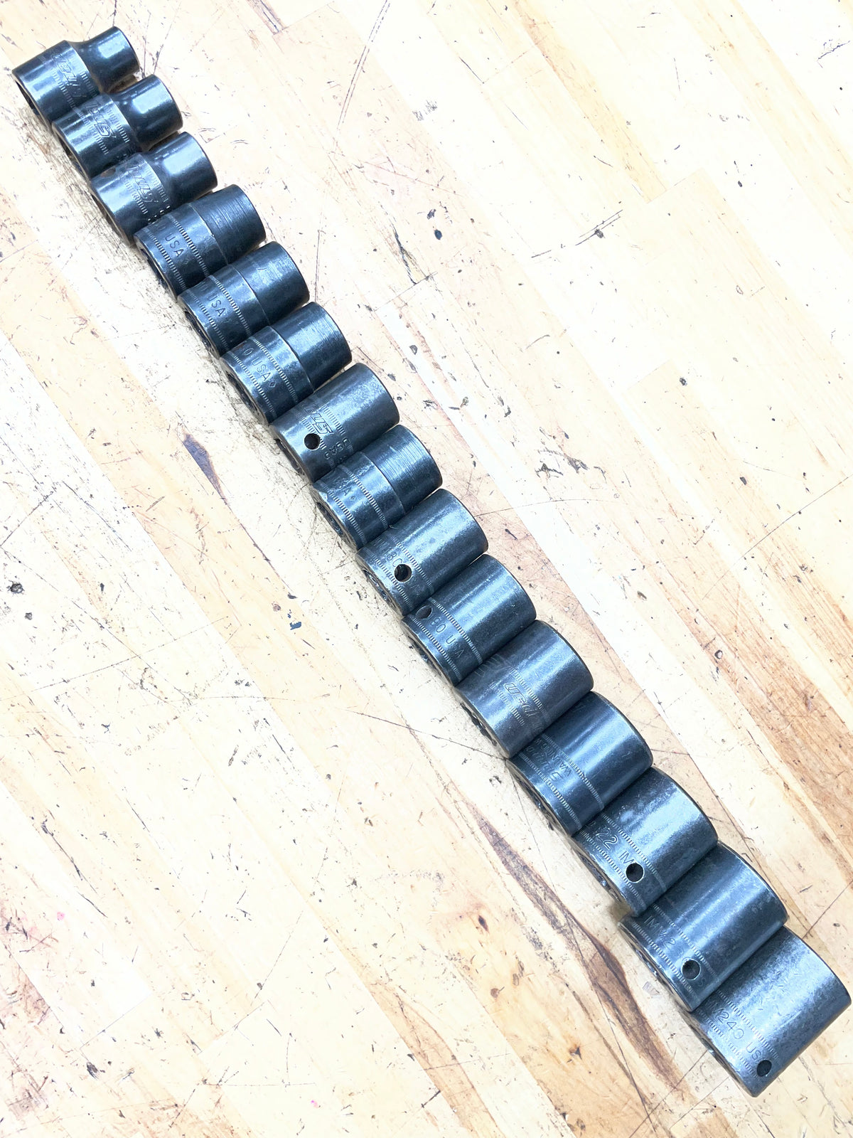 Snap On 1/2” Metric Impact Shallow Socket Set 15pc. 10-24mm USA 315IMMYA