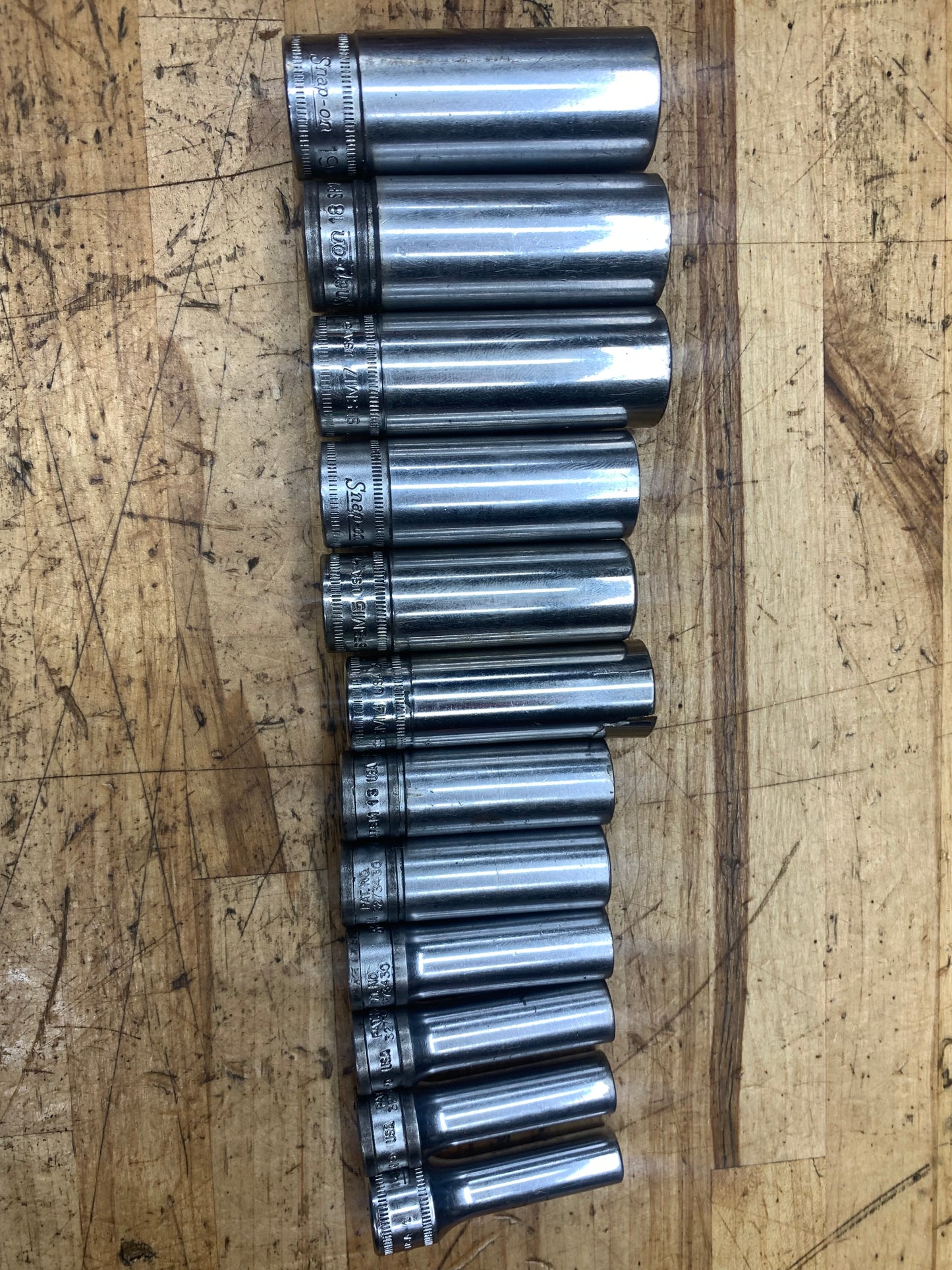Snap On 3/8” Metric 12pc Deep Socket Set USA 212SFSMY