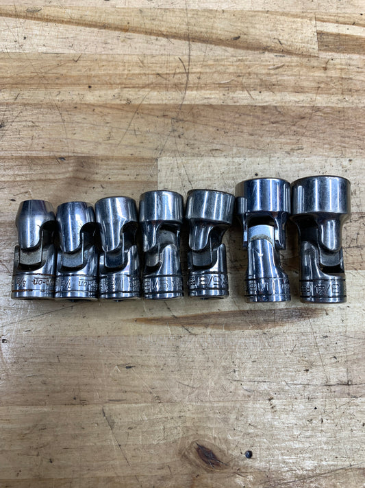 Snap On SAE 3/8” Swivel Universal Socket Set 7pc