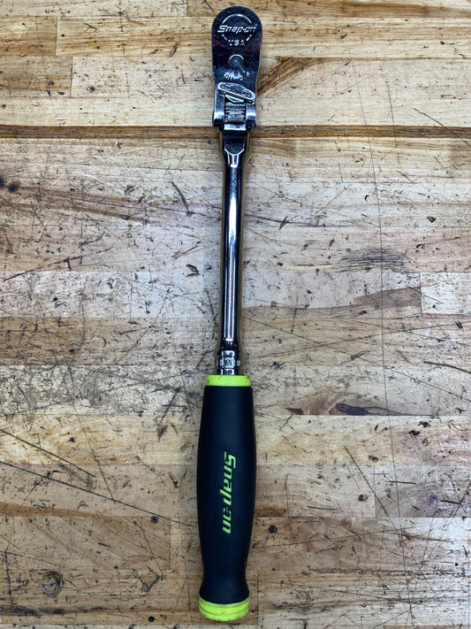 Snap On 3/8” Locking Flex Head Ratchet Soft Grip HiViz USA FHLX80B
