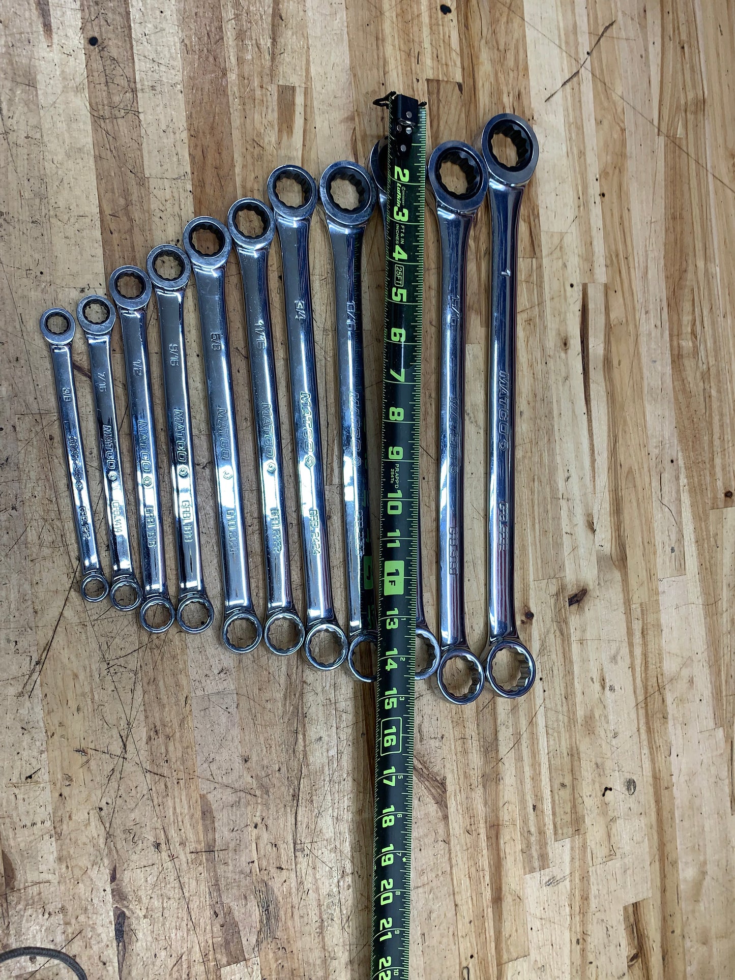 Matco SAE Ratcheting XL Box Wrench Set 11pc USA