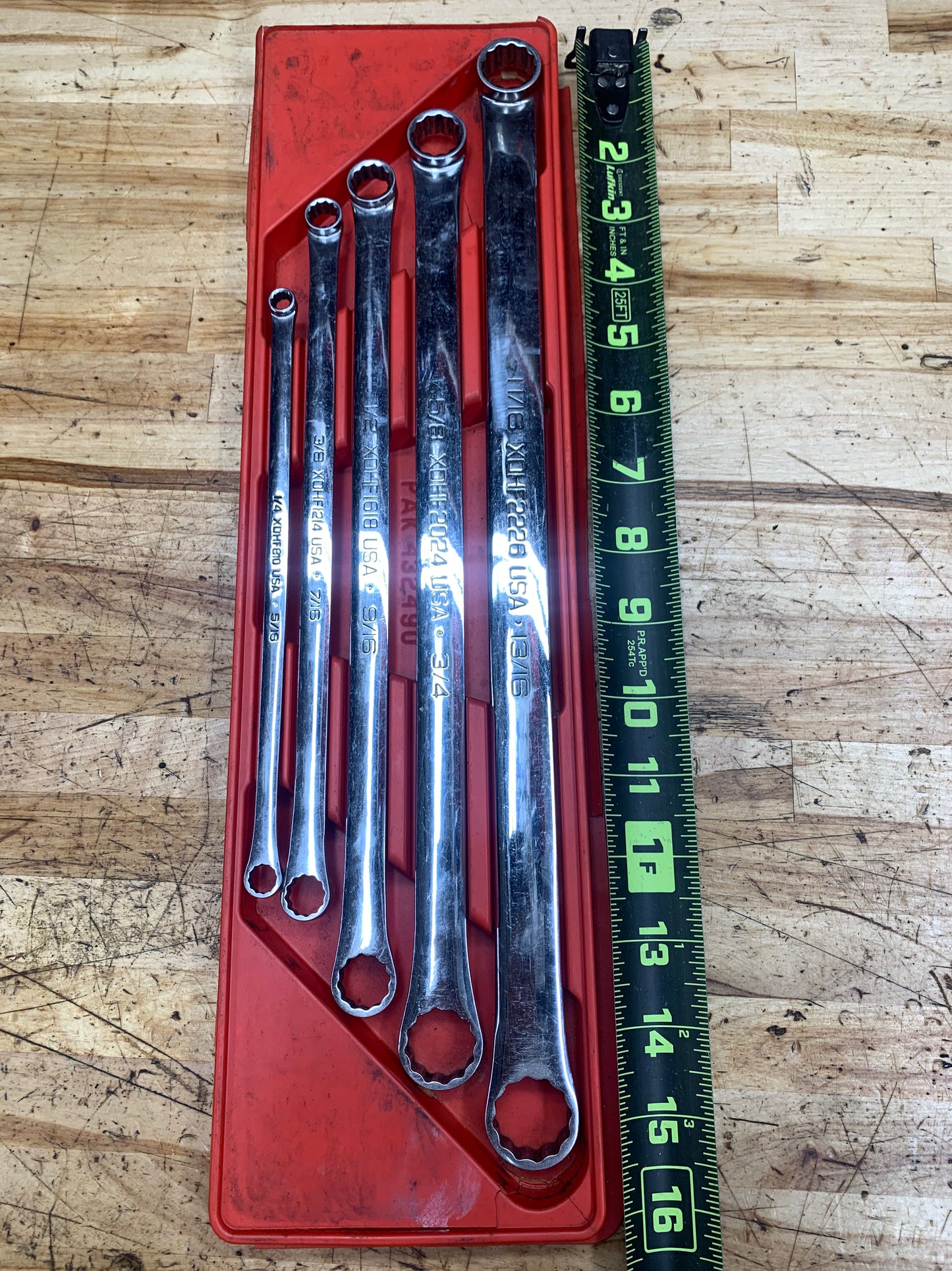 Snap On SAE Zero Offset Long Box Wrench Set 5pc USA XDHF605