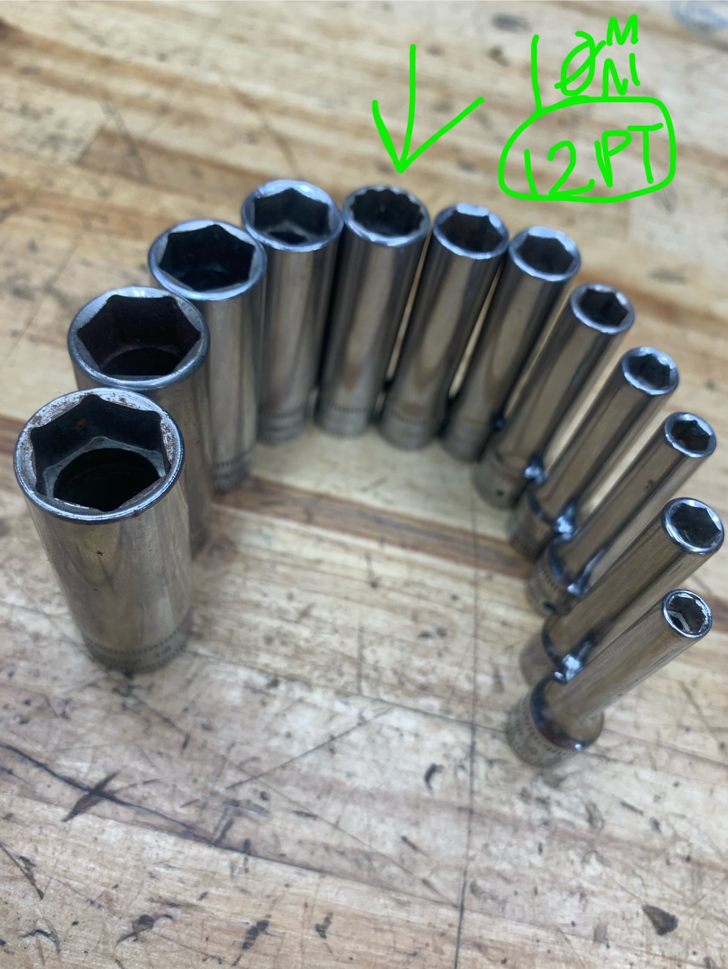 Snap On 1/4" Metric Deep Socket Set 12pc USA 112STMMY