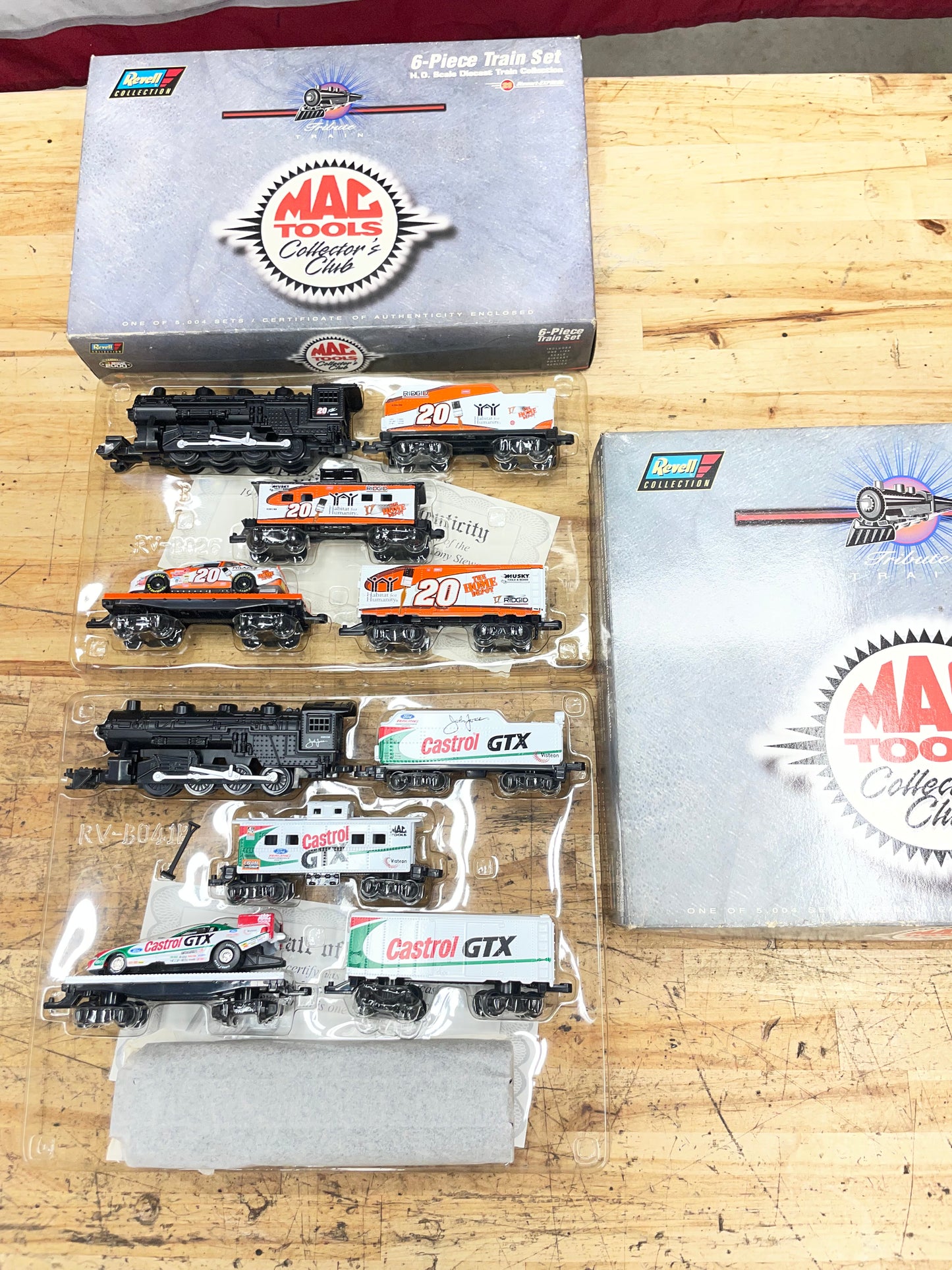 Mac Tools Vintage 1999 Collectors Club John Force & Tony Stewart Die Cast Tribute Train SET Revel