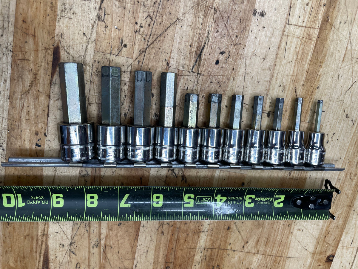 Snap On 3/8" Metric Hex Key Socket Set 11pc USA 211EFAMY