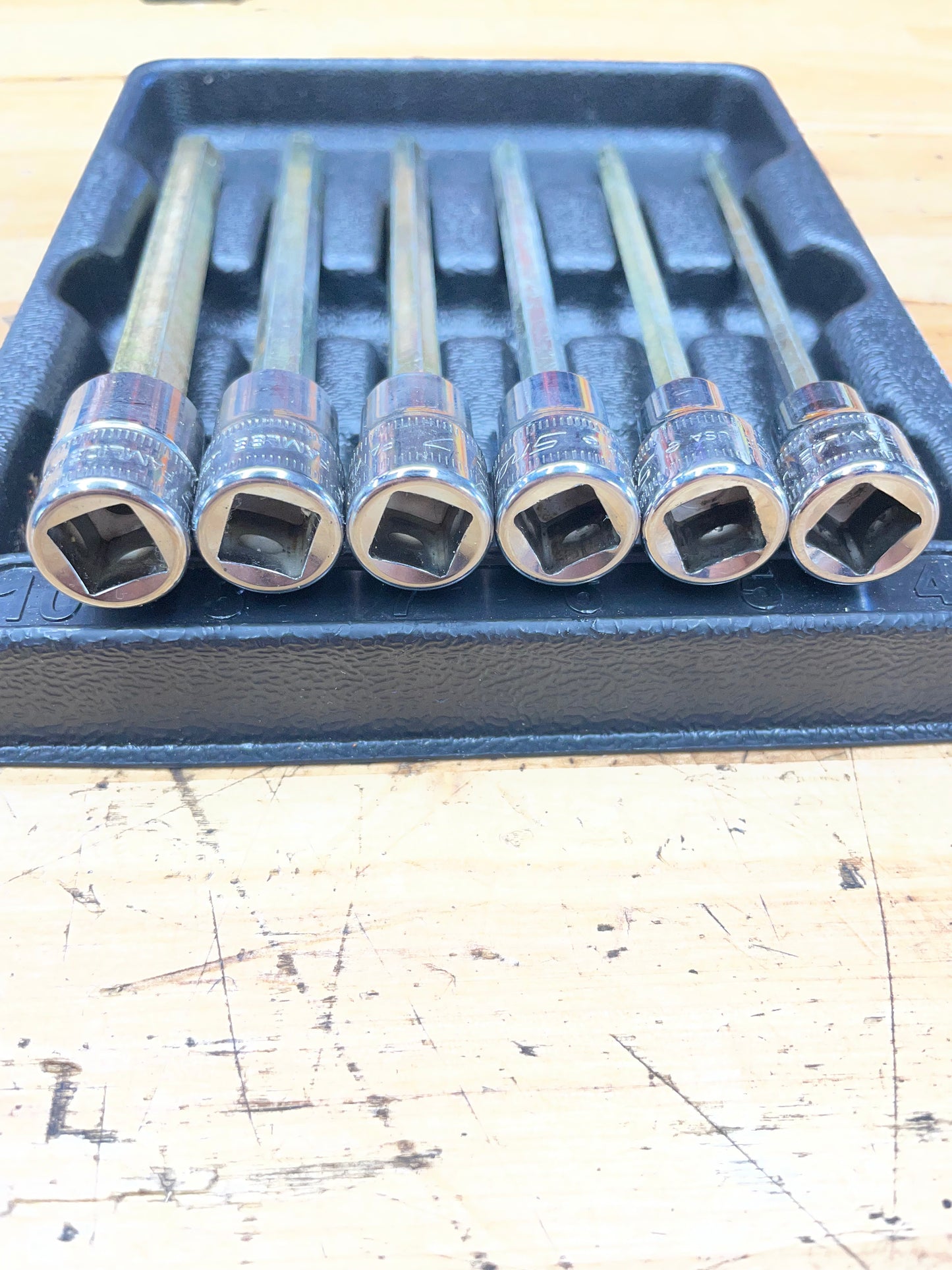 Snap On 3/8" Metric Long Hex Socket Set 6pc 4-10mm USA 206EFAML