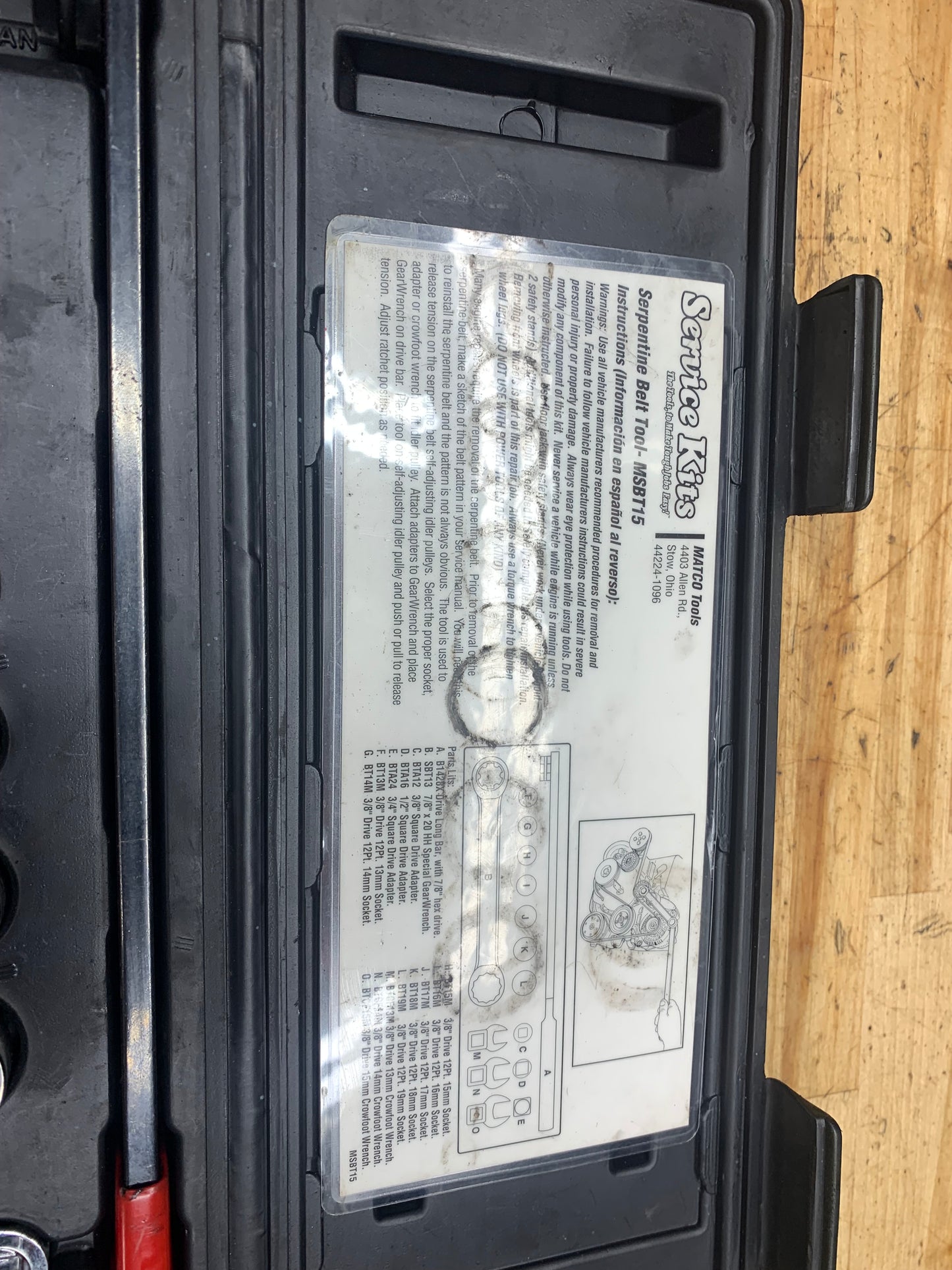 Matco Serpentine Fan Belt Tool Kit MSBT15