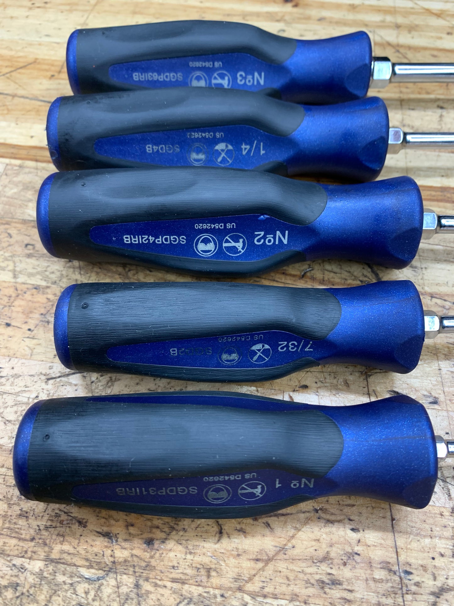 Snap On Power Blue Instinct Screwdriver Set 5pc Phillips/Flathead USA