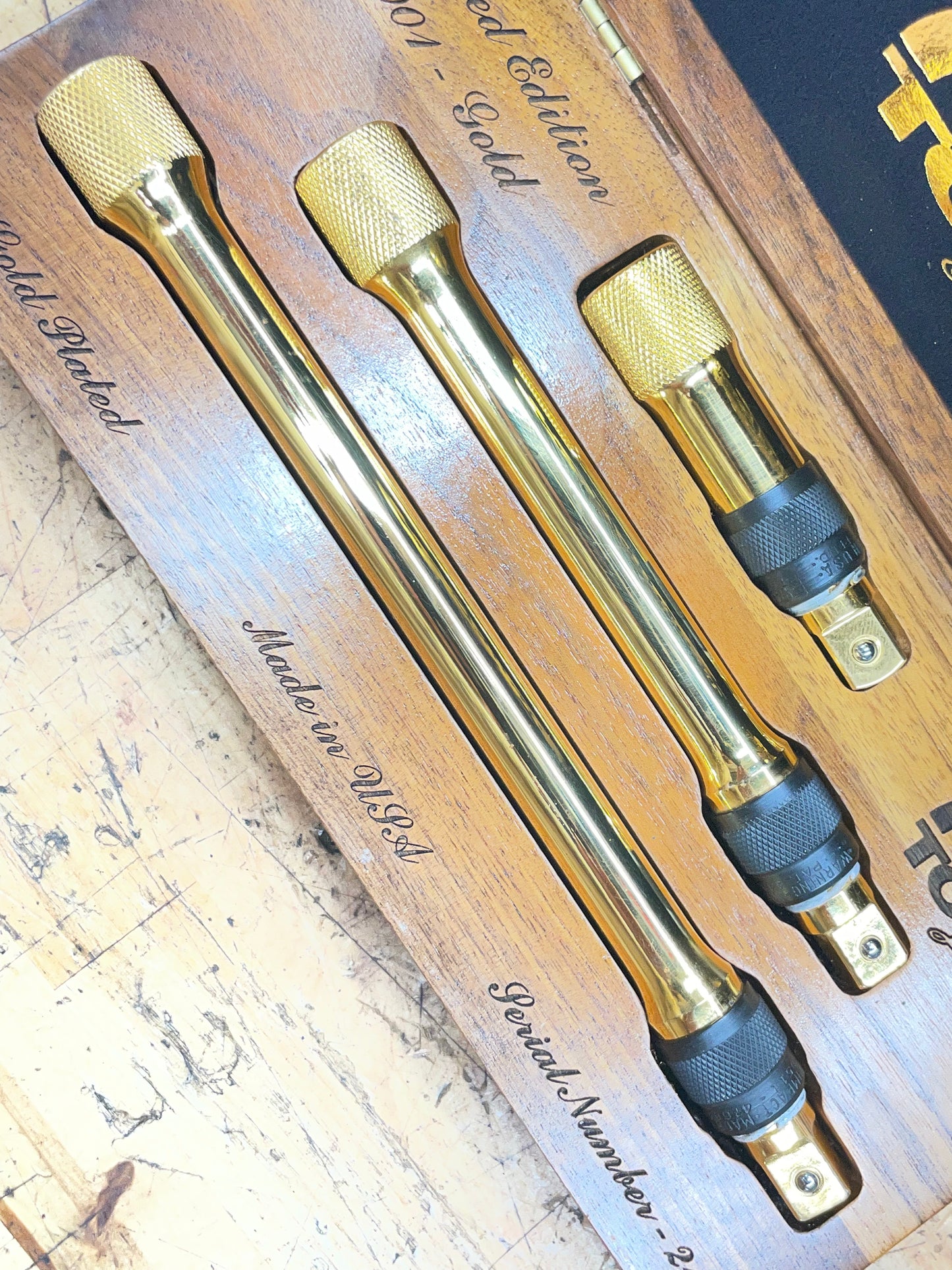 Mac Tools 2001 Limited Edition 24k Gold Plated Locking Extension Set USA 2001GOLD