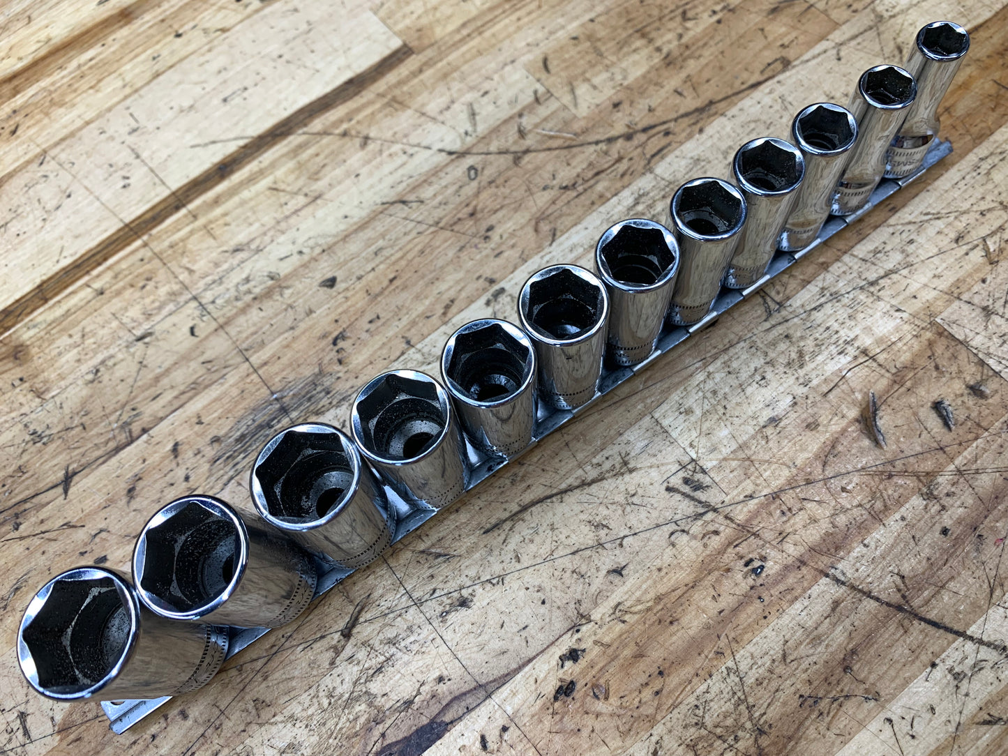 Snap On 3/8" Metric Semi Deep Socket Set 12pc USA 212FSMSY