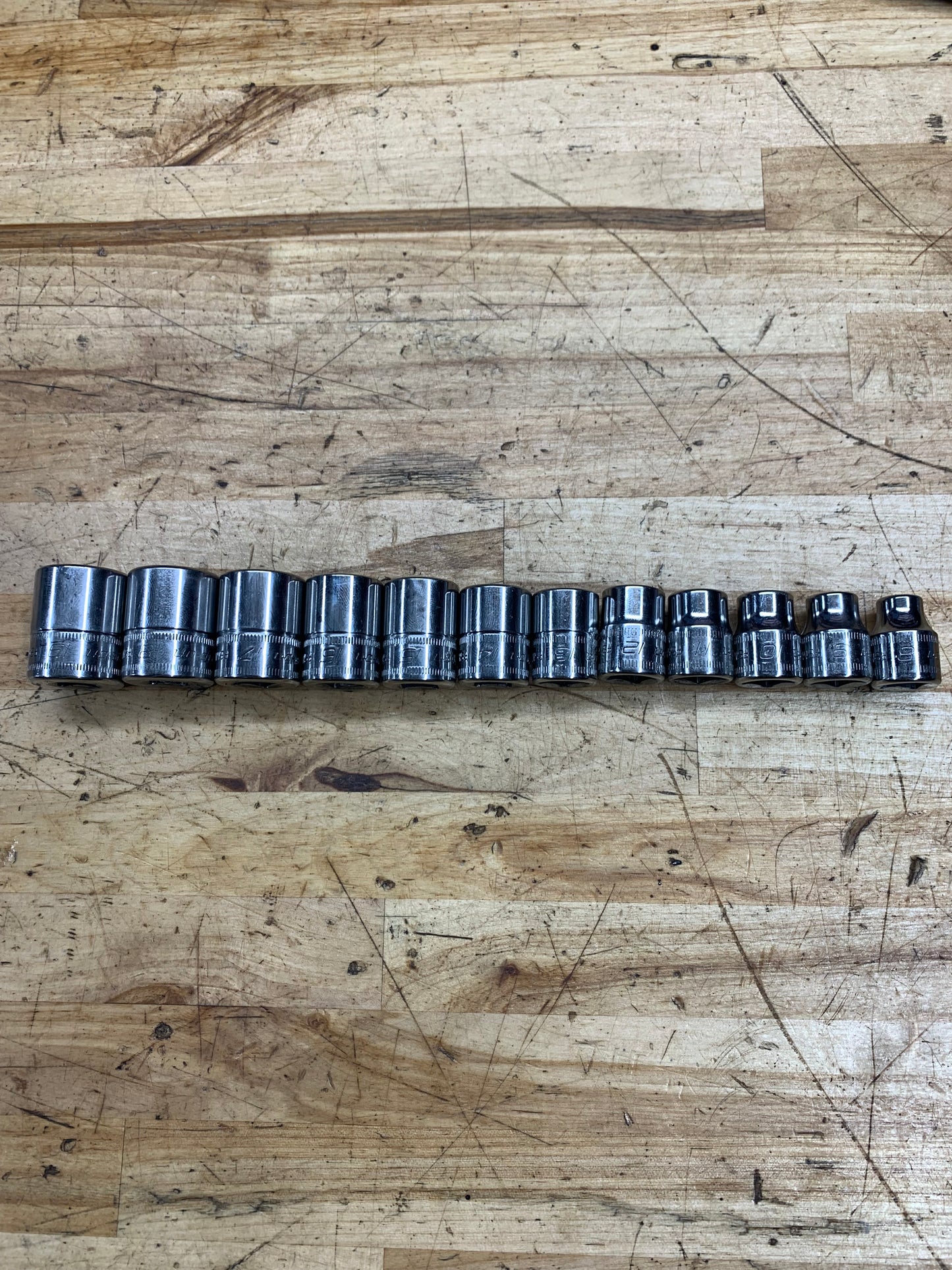 Snap On 3/8” Metric 12pc Shallow Socket Set 8-19mm USA 212FSMY