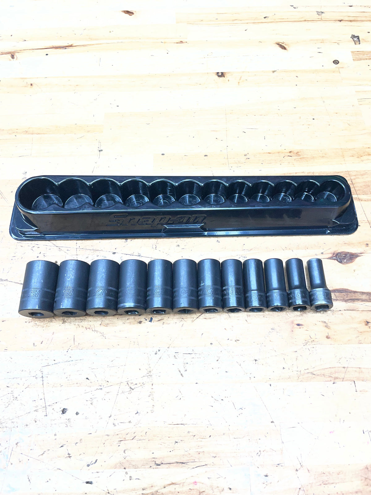 Snap On 3/8” Metric Semi Deep Impact Socket Set 12pc 8-19mm USA 212IMFMSYA