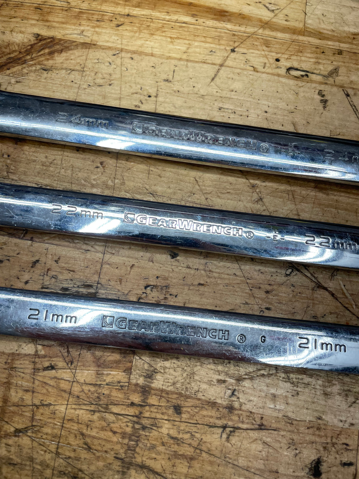 Gearwrench Metric Large Size Ratcheting Combo Wrench Set 21,22,24mm