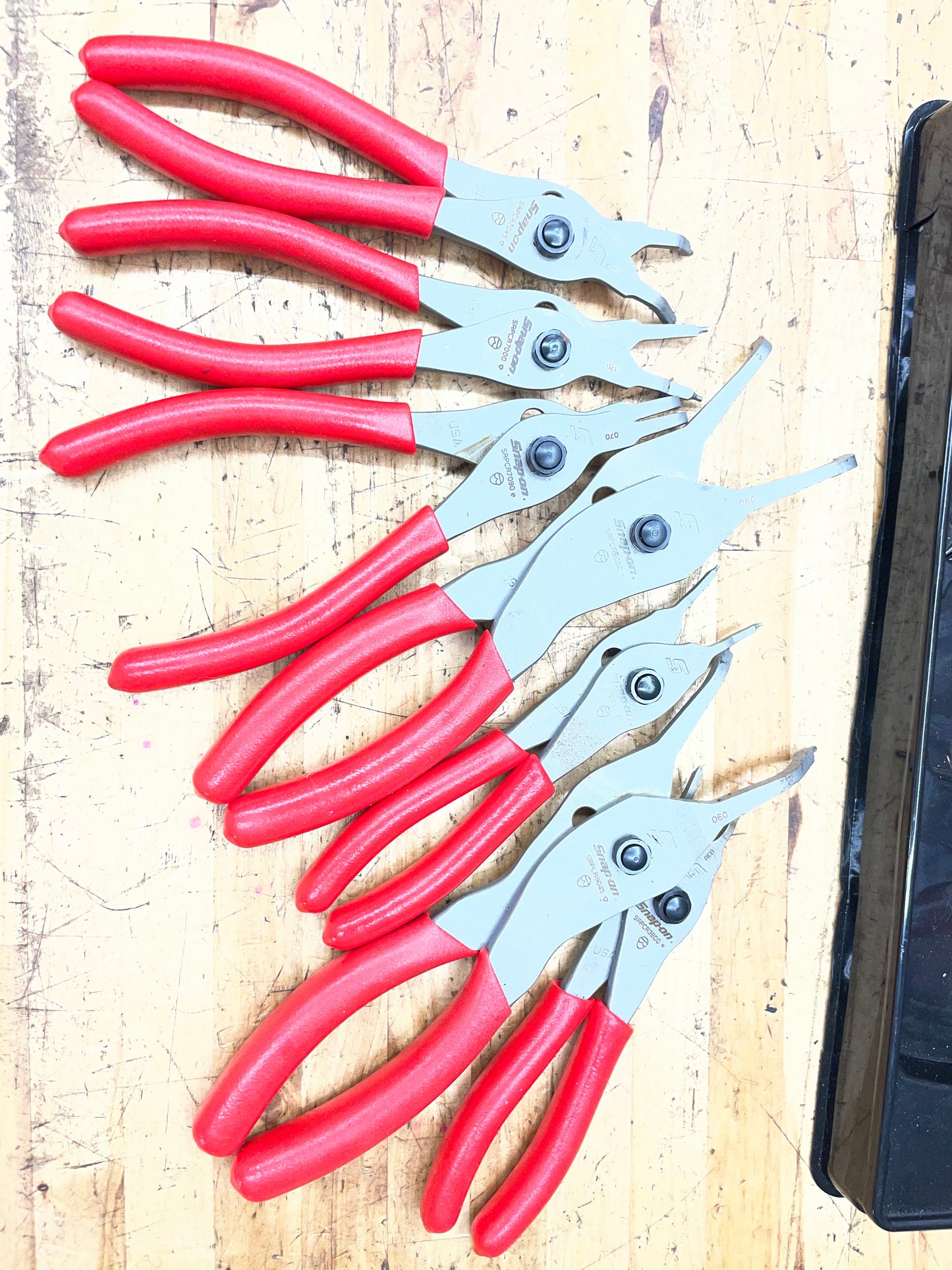 Snap On Snap Ring Pliers Tray 7pc New Detent Pin Hinge USA SRPCR107