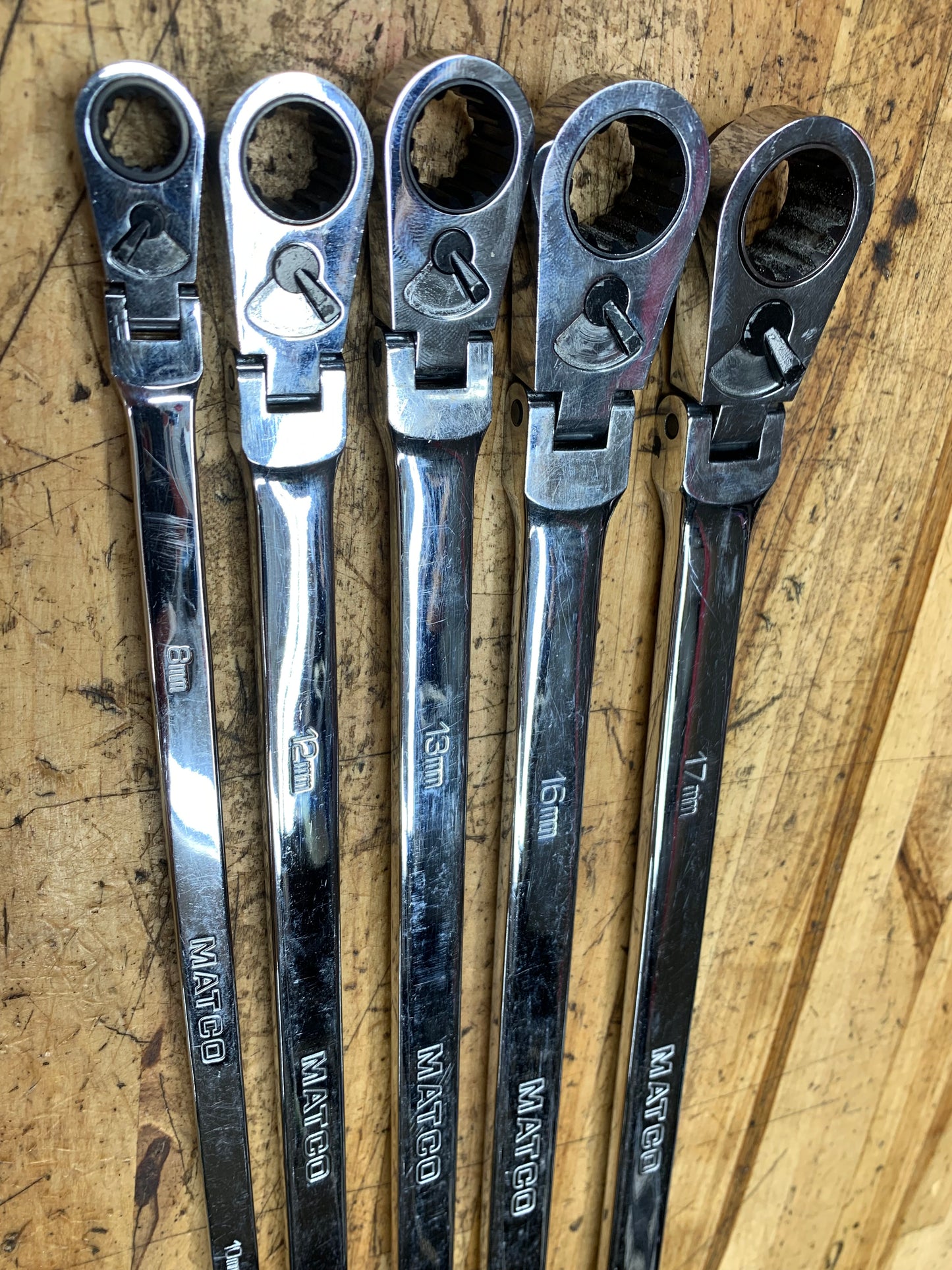 Matco Metric Long Ratcheting Flex Head Wrench Set 5pc SRFBXLM52TA