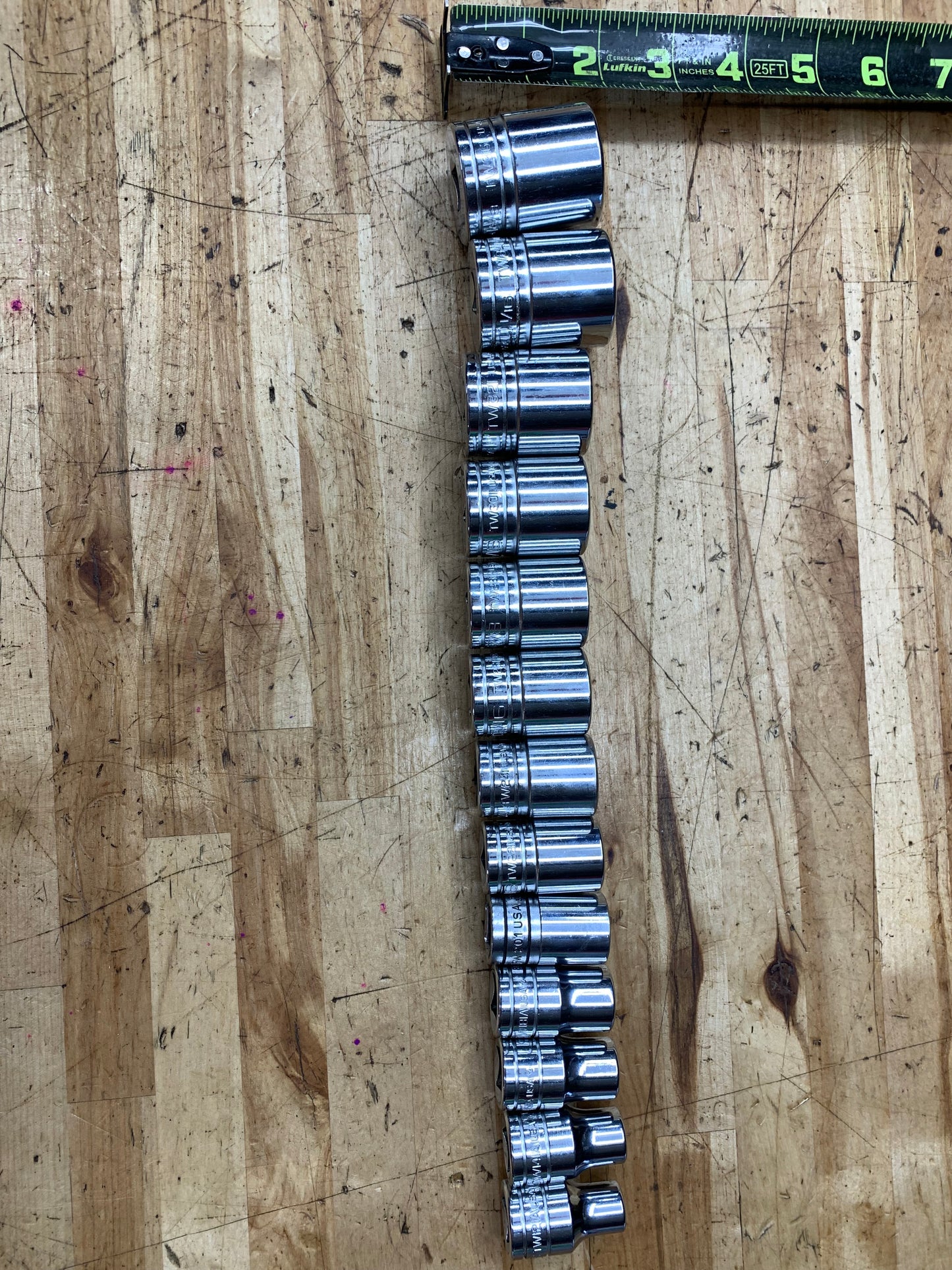 Snap On 1/2" SAE Shallow Socket Set 3/8"-1-1/8" 13pc USA 313SWYA