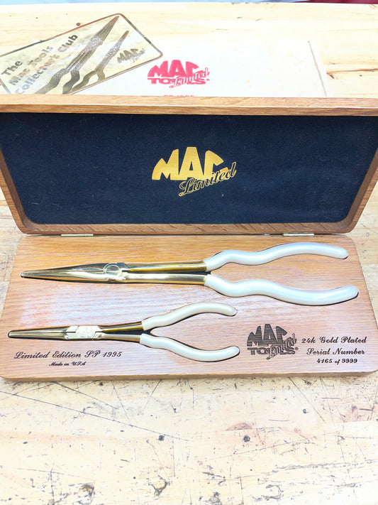 Mac Tools 1995 Limited Edition 24k Gold Plated Needle Nose Plier Set USA 4,195/9,999 SP1995