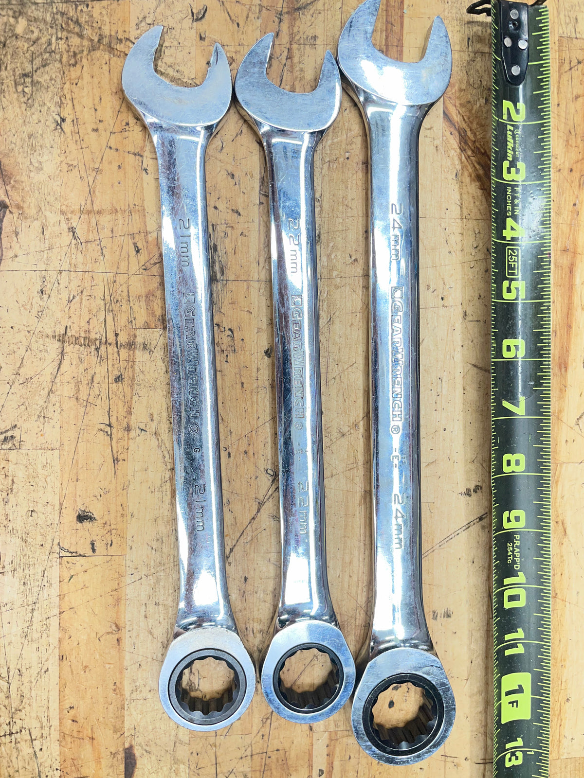 Gearwrench Metric Large Size Ratcheting Combo Wrench Set 21,22,24mm