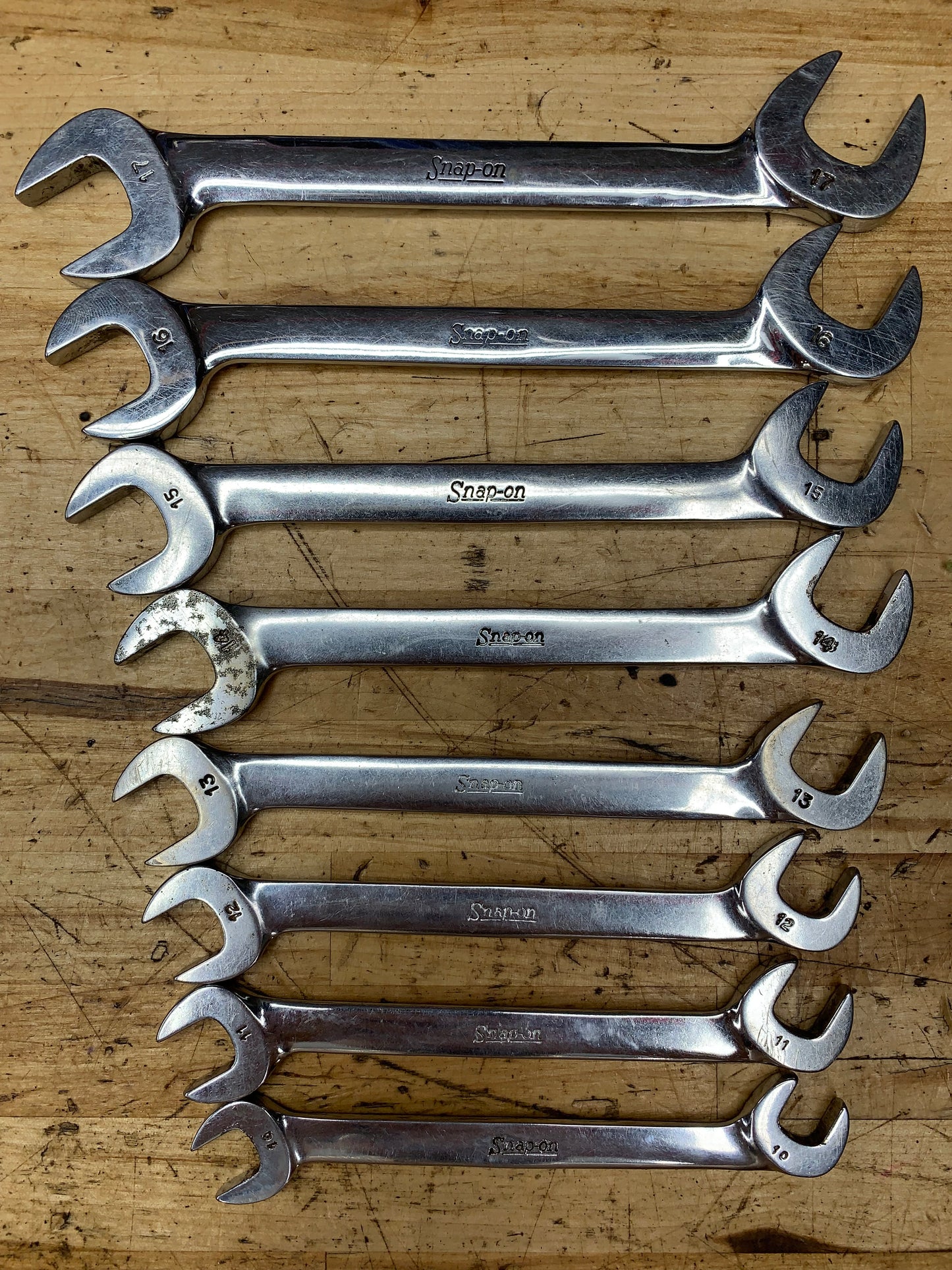 Snap On Metric Four Way Angle Open Wrench Set 8pc USA 10-17mm