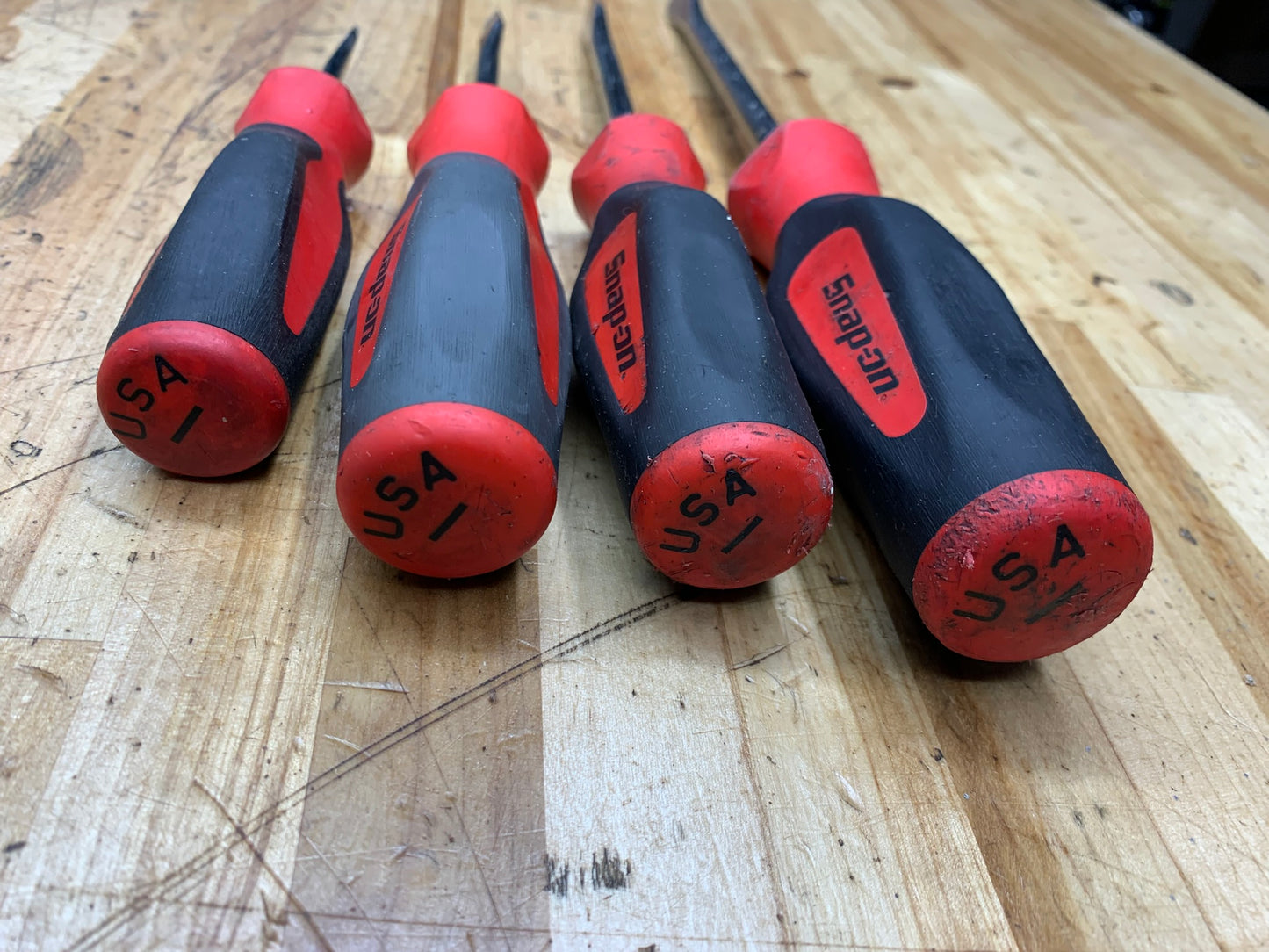 Snap On 4pc Flathead Instinct Handle Screwdriver Set USA