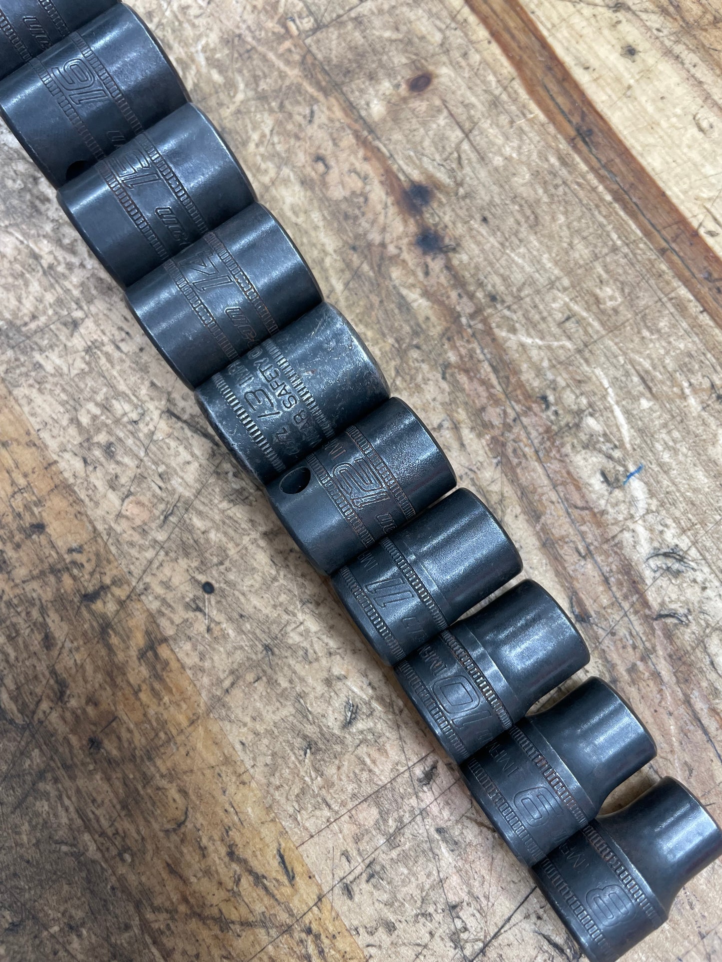 Snap On 3/8” Metric Shallow Impact Socket Set 12pc 8-19mm USA
