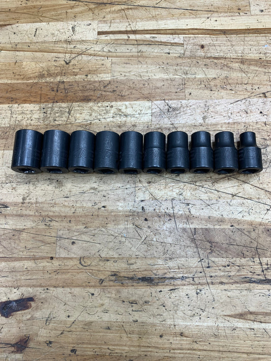 Snap On 1/2” Metric Impact Shallow Socket Set 10pc USA 310IMMYA