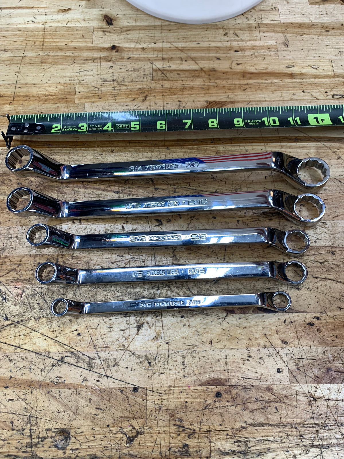 Snap On SAE 60 Degree Deep Offset Box Wrench Set 5pc 3/8"-7/8" USA NICE XO605