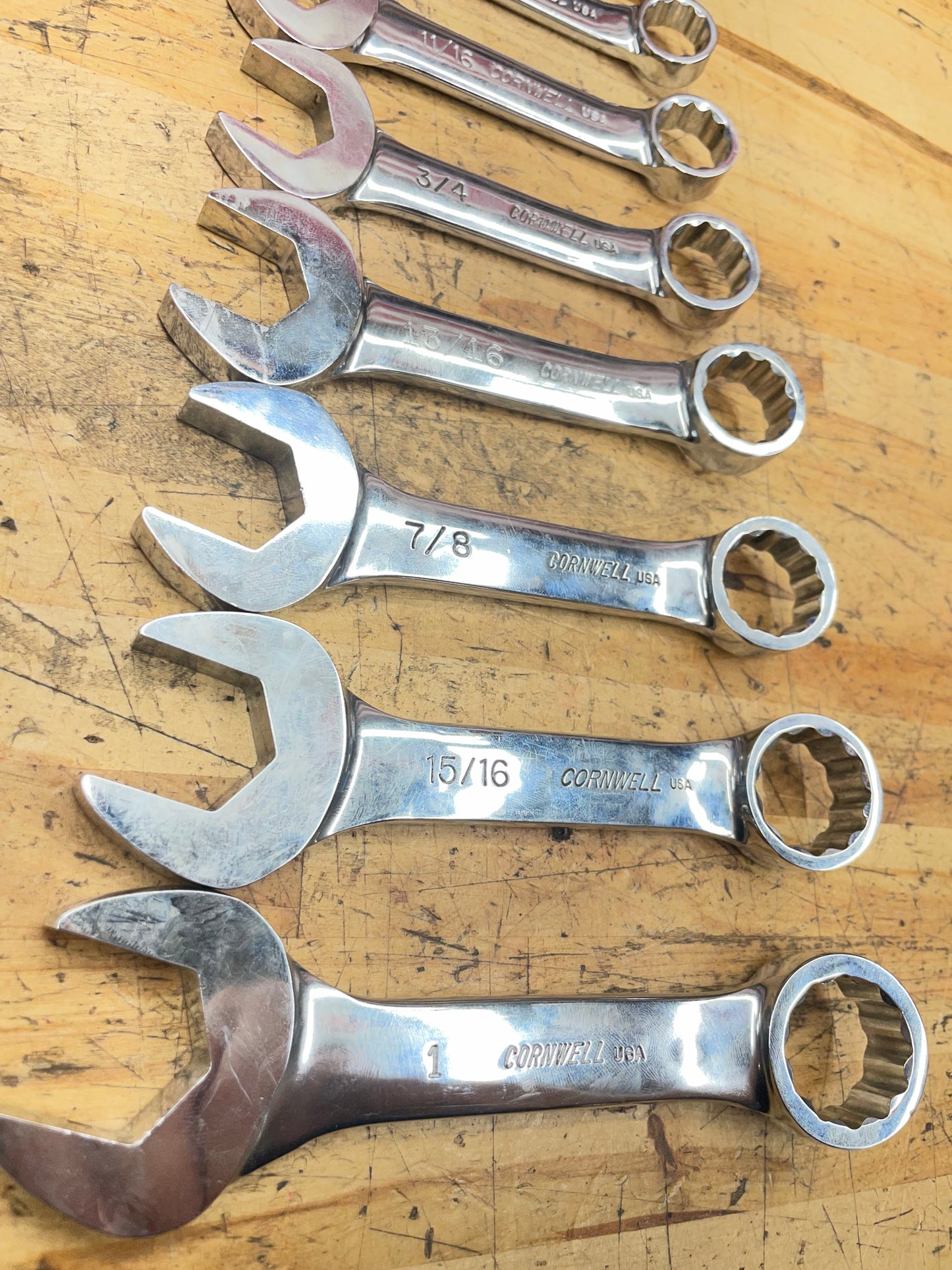 Cornwell SAE Stubby Combo Wrench Set 10pc 7/16”-1” USA WCXS110ST