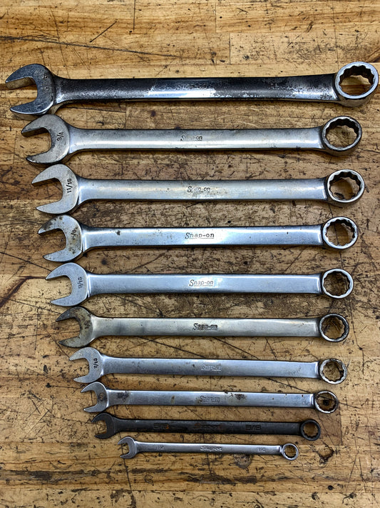 Snap On SAE Combo Wrench Set 10pc. 5/16" to 13/16" USA