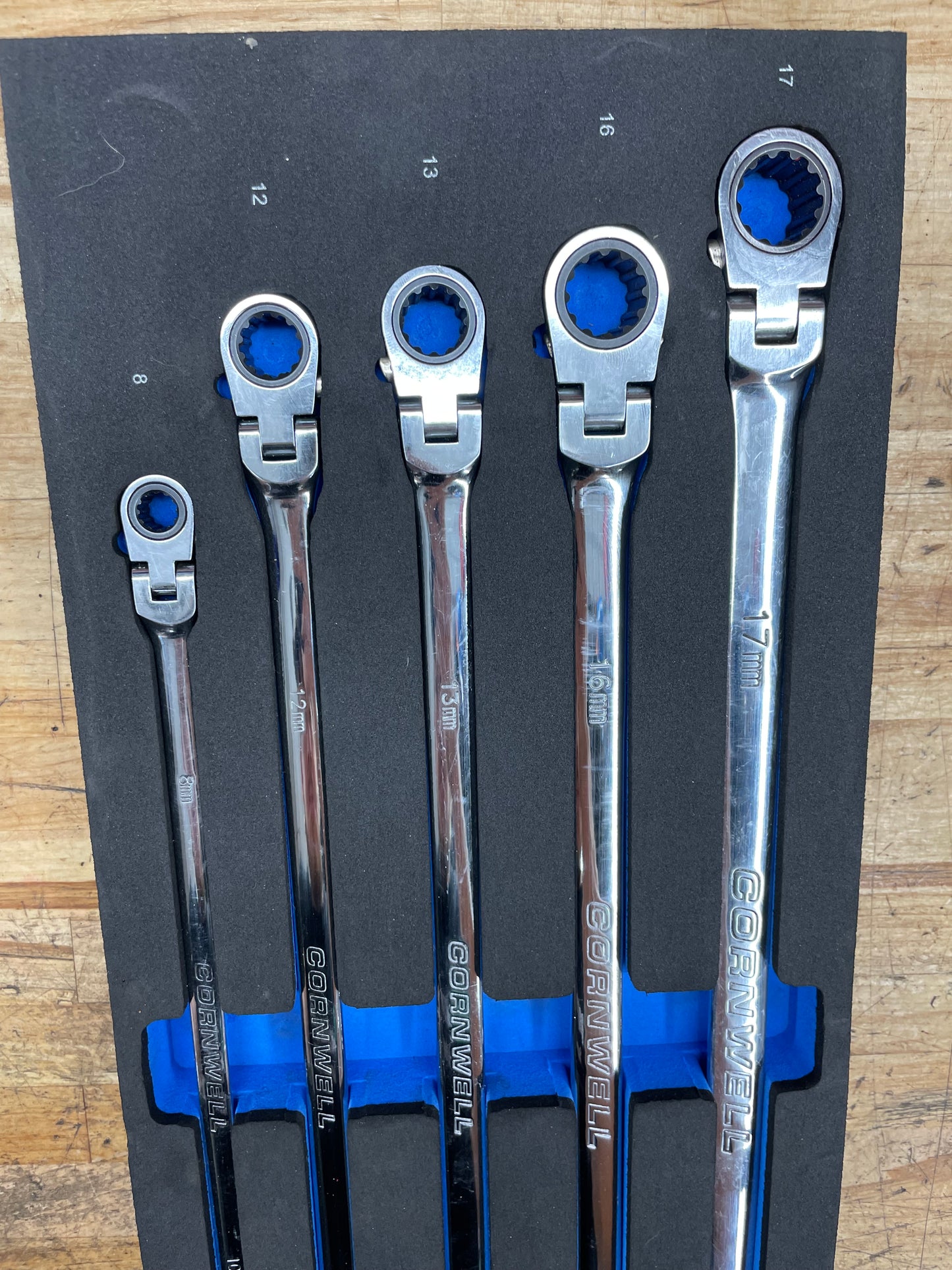 Cornwell Metric Long Flex Head Box Wrench Set 5pc 8-19mm CRWLF5MSA