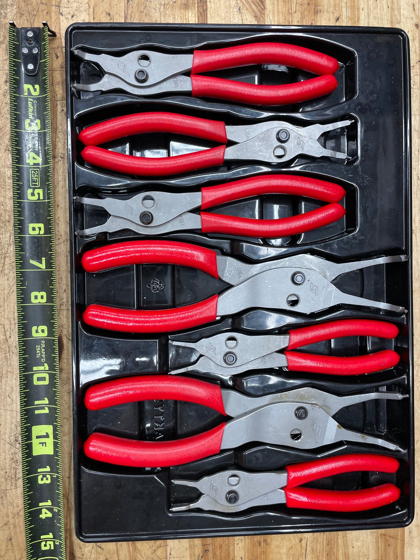 Snap On Snap Ring Pliers Tray 7pc New Detent Pin Hinge USA SRPCR107