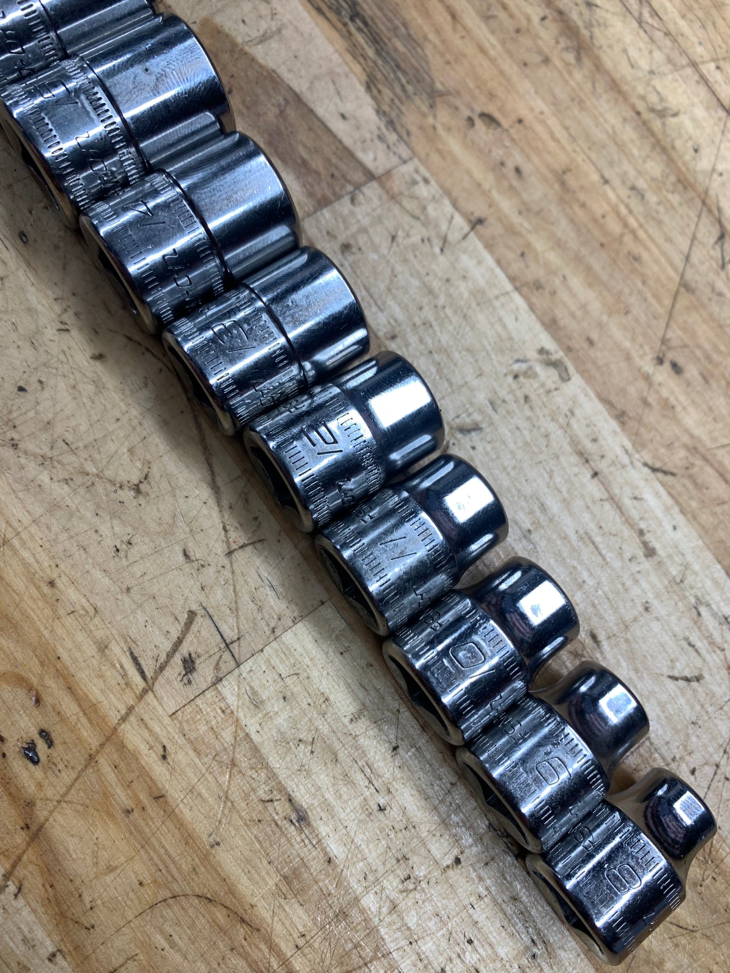 Snap On 3/8” Metric 12pc Shallow Socket Set 8-19mm USA 212FSMY