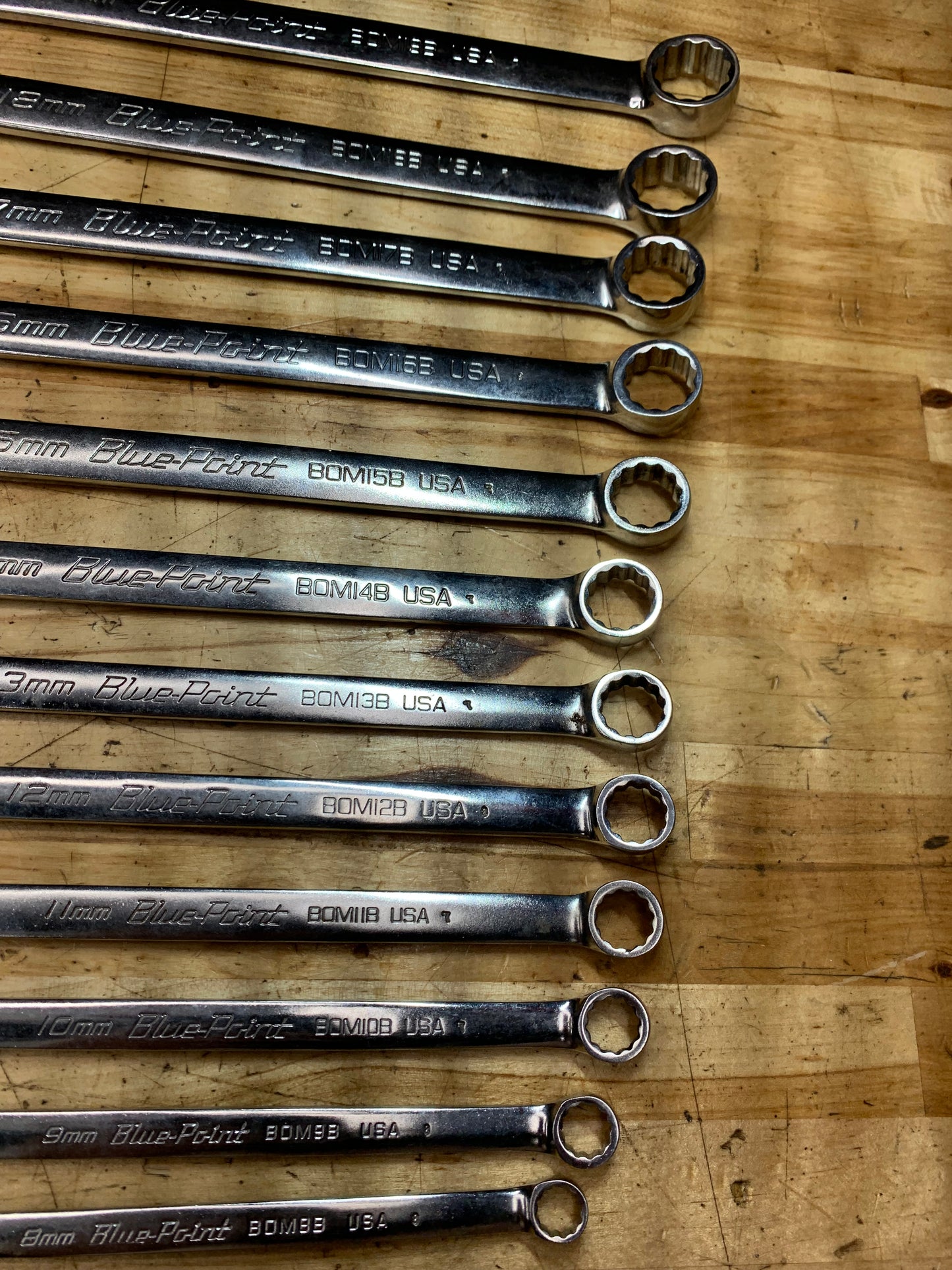 Blue Point Metric Combo Wrench Set 8-19mm 12pc USA BLPCWSM712B