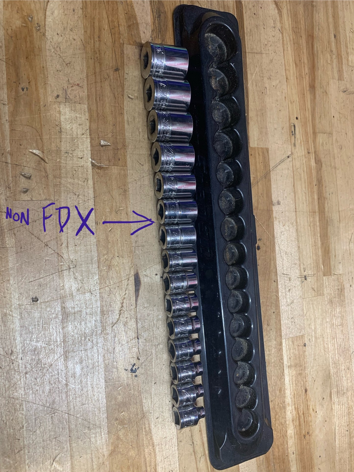 Snap On FDX 15pc socket set metric shallow  215YFSMY