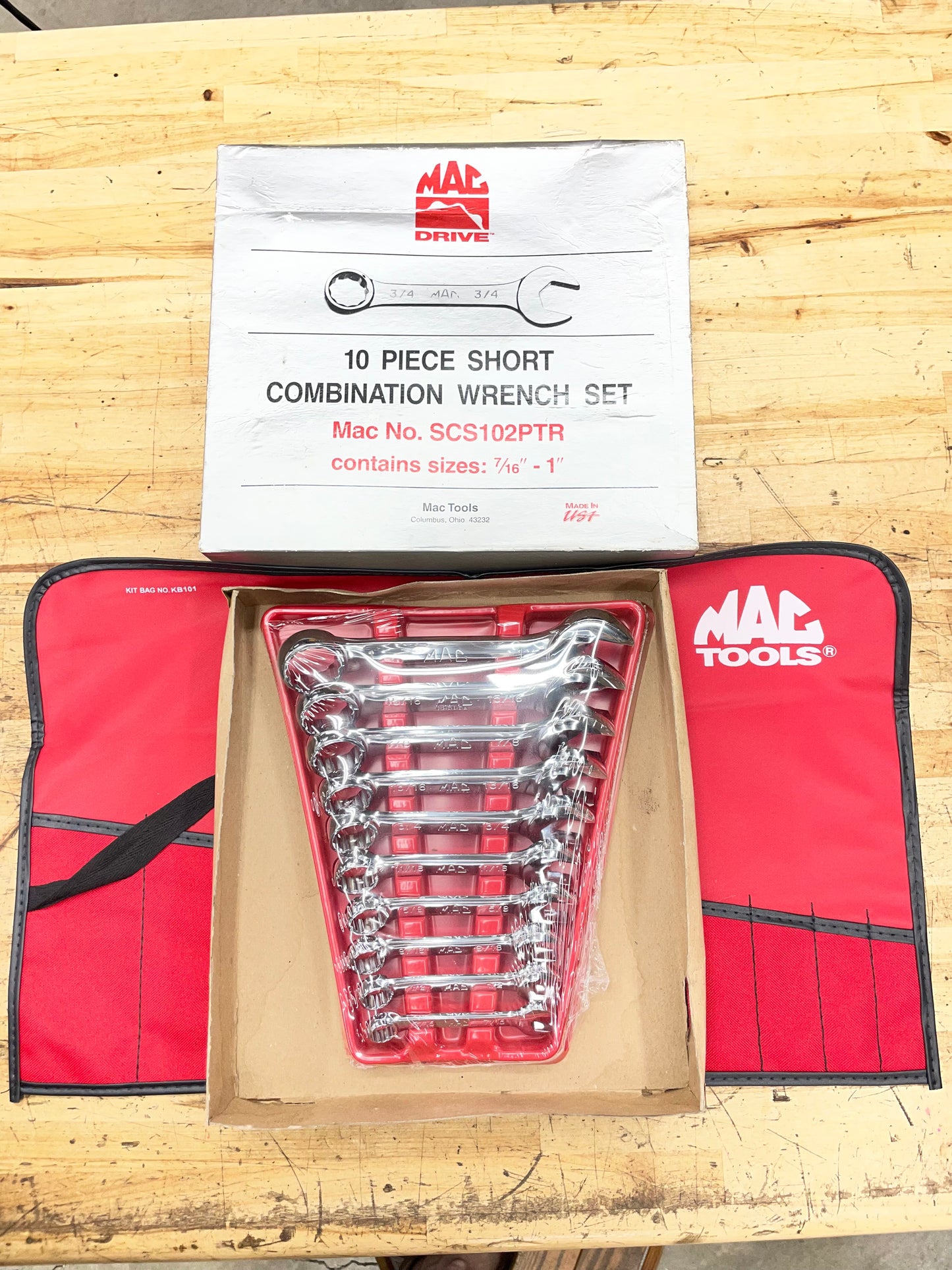 Mac SAE Stubby Combo Wrench Set 7/16”-1” NIB USA VINTAGE SCS102PTR
