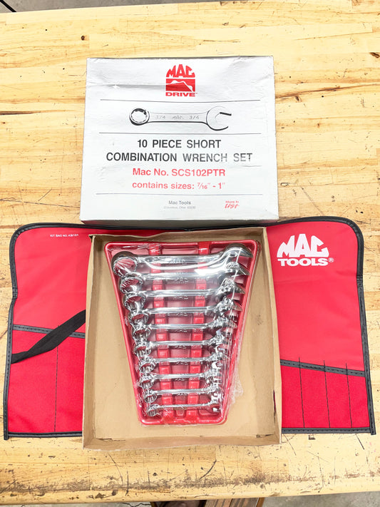 Mac SAE Stubby Combo Wrench Set 7/16”-1” NIB USA VINTAGE SCS102PTR