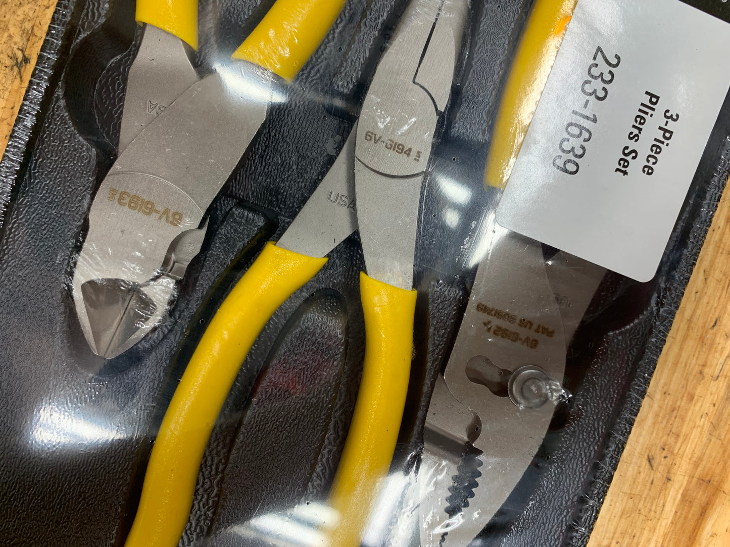 CAT Pliers Tray Set Yellow 3pc USA 233-1639