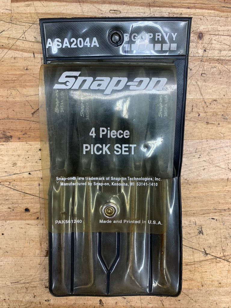 Snap On Vintage Black Hard Handle Mini Pick Pouch Set 4pc ASA204A