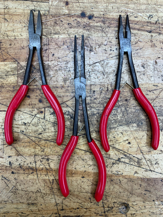Mac Tools Mini Long Pliers 3pc: Needle Nose, Bent NN, Duckbill