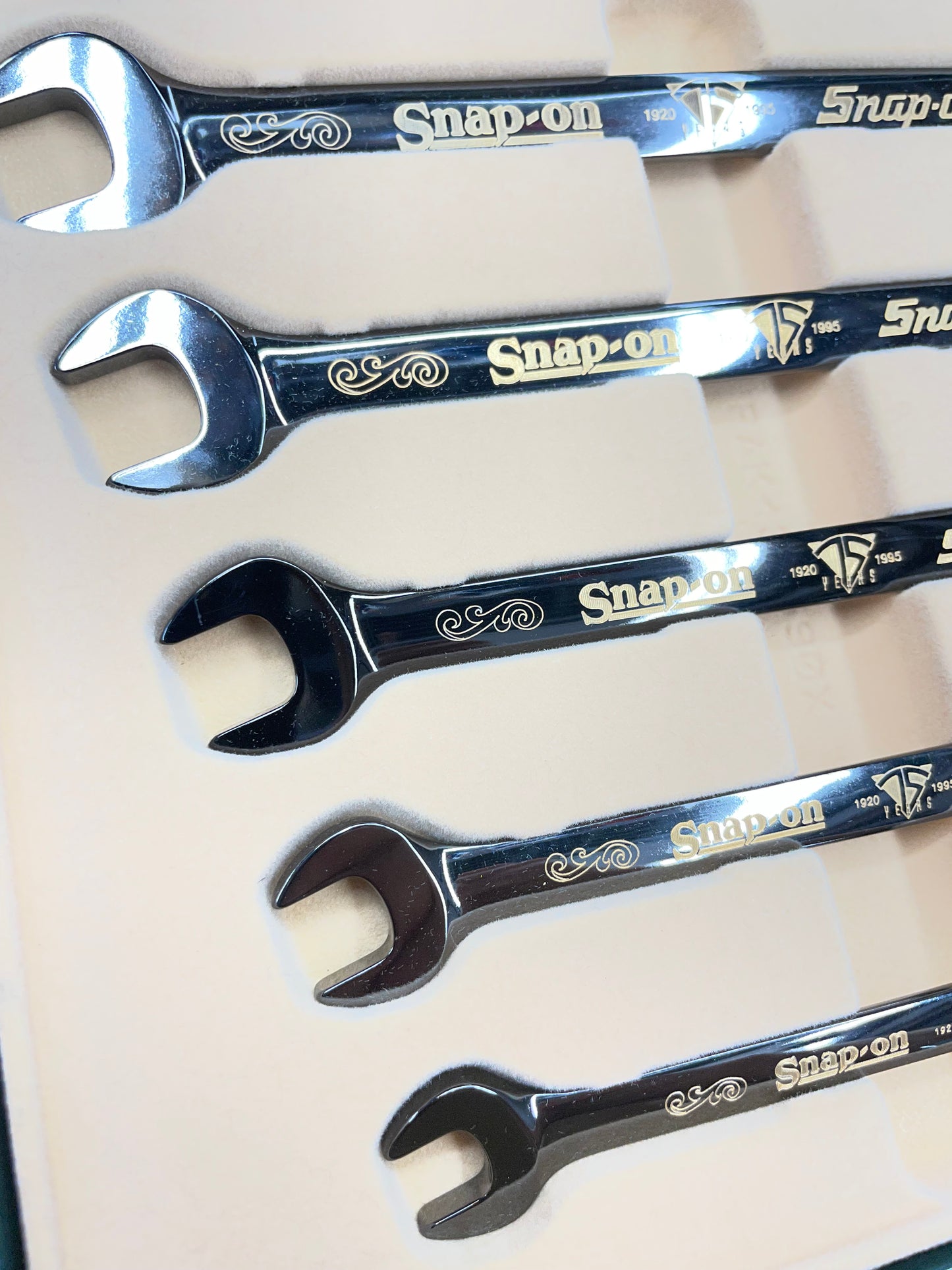 Snap On 75th Anniversary Edition 1995 24K Gold Engraved SAE Wrench Set 5pc USA KRA285