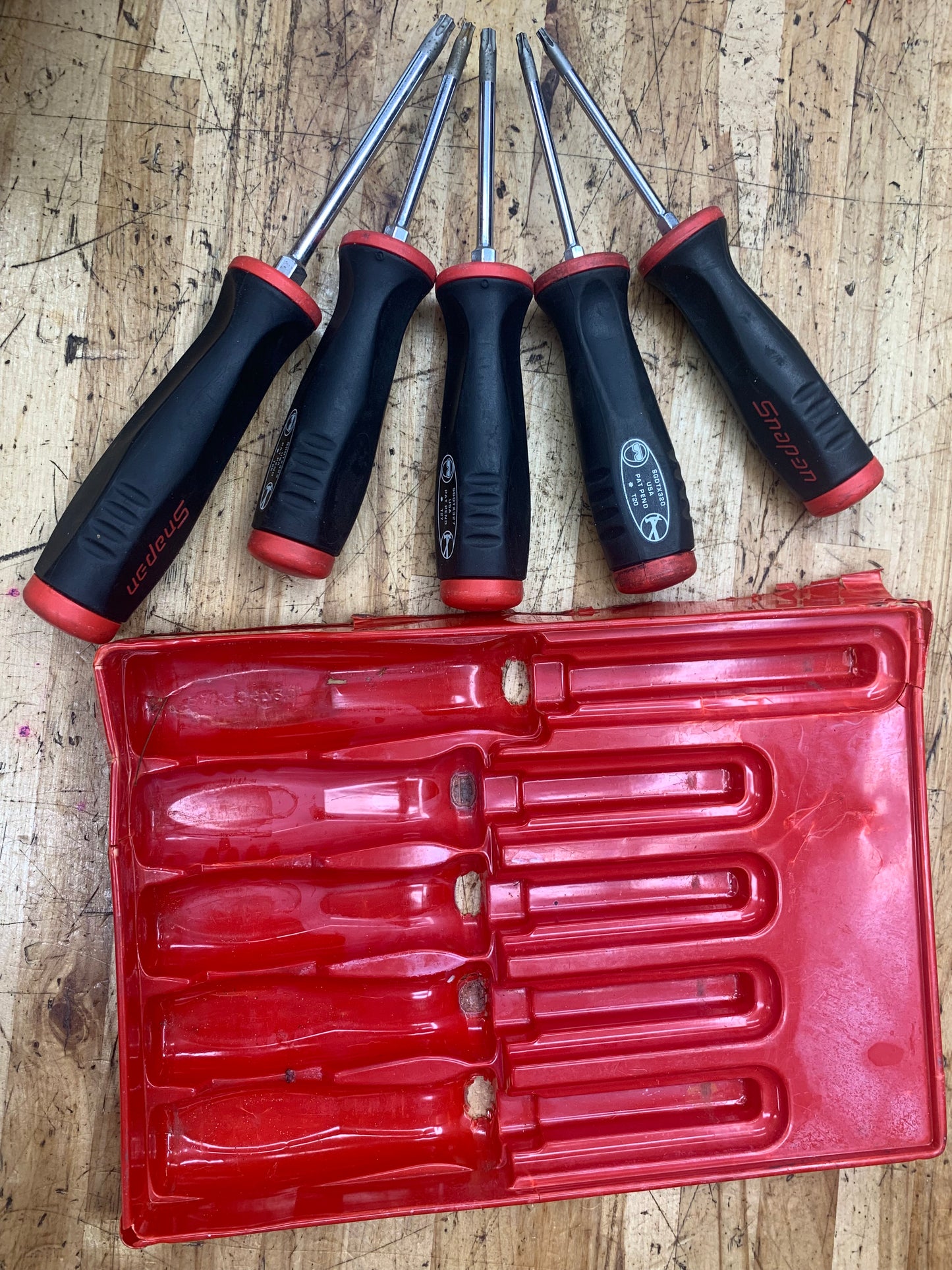 Snap On Torx Screwdriver Set T15-T30 5pc Vintage Soft Grip USA SGDTX50