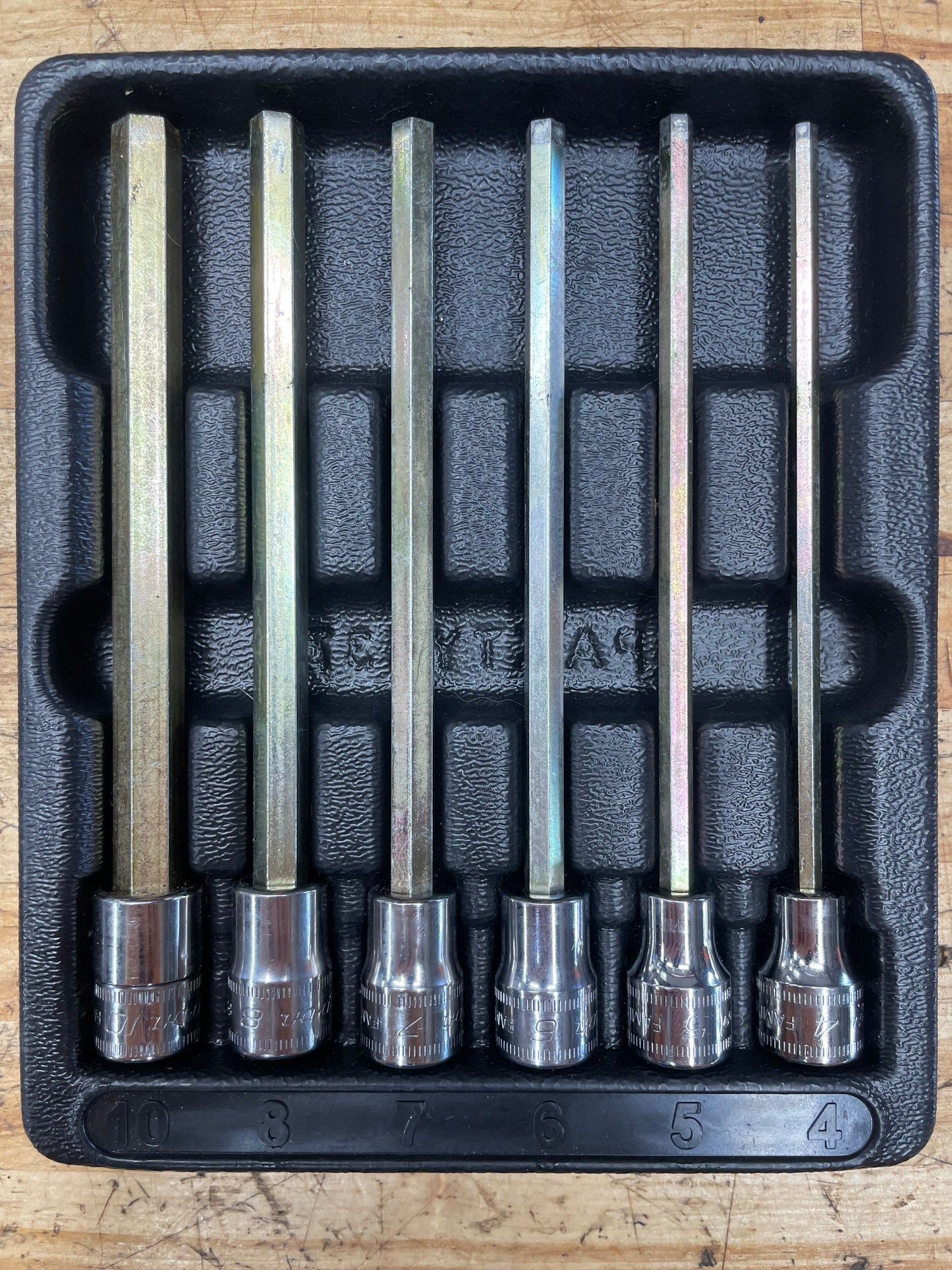 Snap On 3/8" Metric Long Hex Socket Set 6pc 4-10mm USA 206EFAML