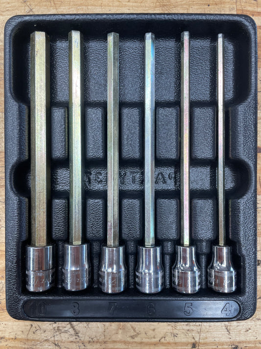 Snap On 3/8" Metric Long Hex Socket Set 6pc 4-10mm USA 206EFAML
