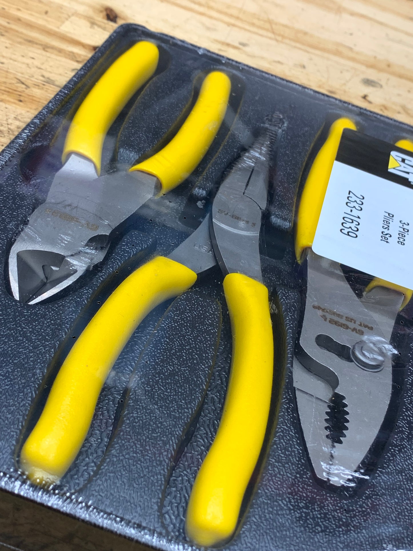 CAT Pliers Tray Set Yellow 3pc USA 233-1639