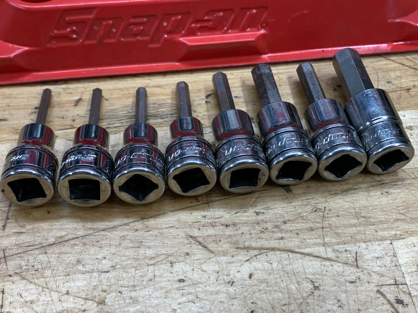 Snap On SAE Hex 3/8” Drive Socket Set w/ Mag. Tray 8pc. USA 208EFAY