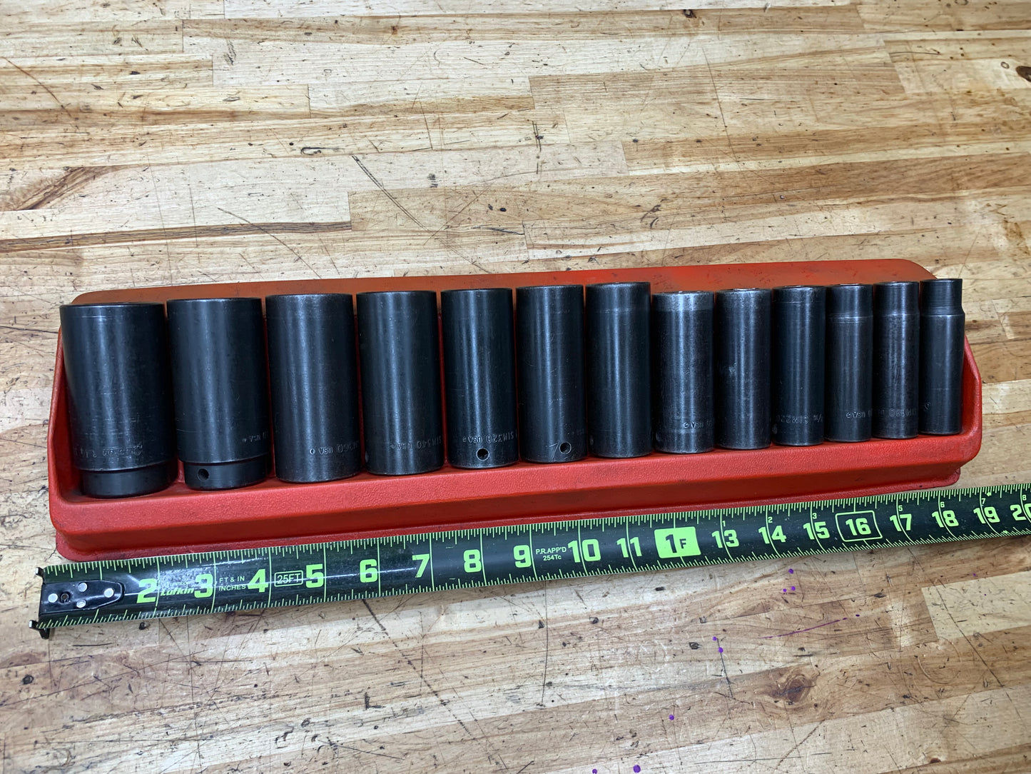 Snap On 1/2" SAE Impact Deep Socket Set 13pc USA 313SIMA