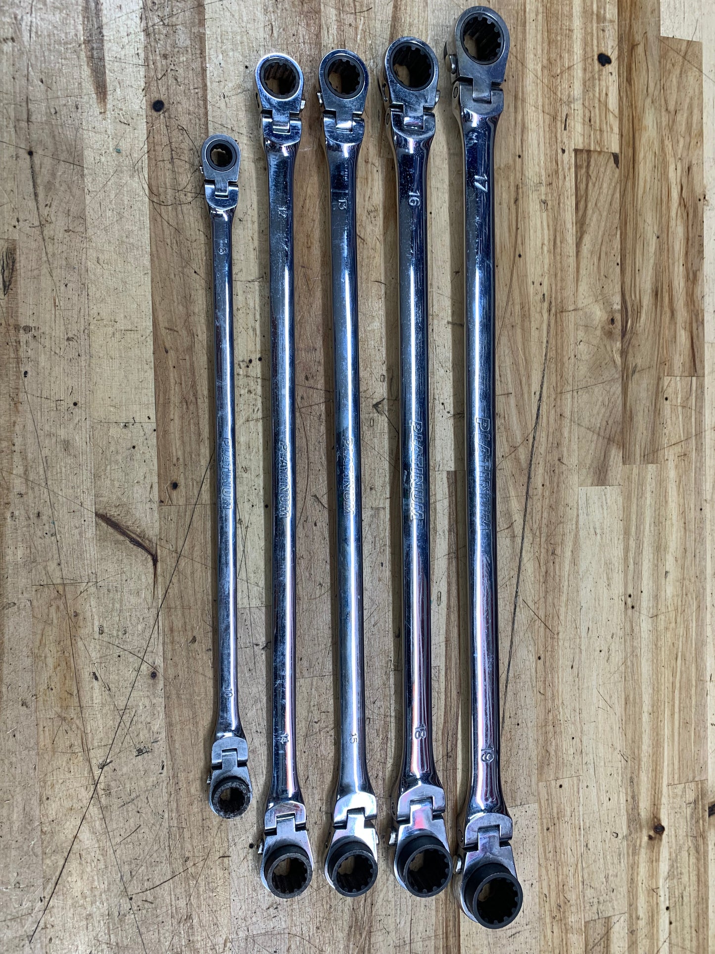 Platinum XL Metric Flex Head Ratcheting Wrench Set 5pc 8-19mm