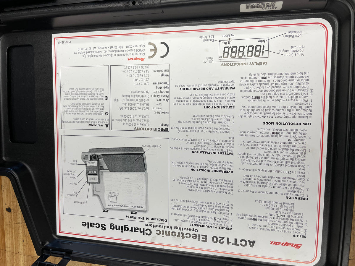 Snap On Electronic Charging Refrigerant Scale ACT120