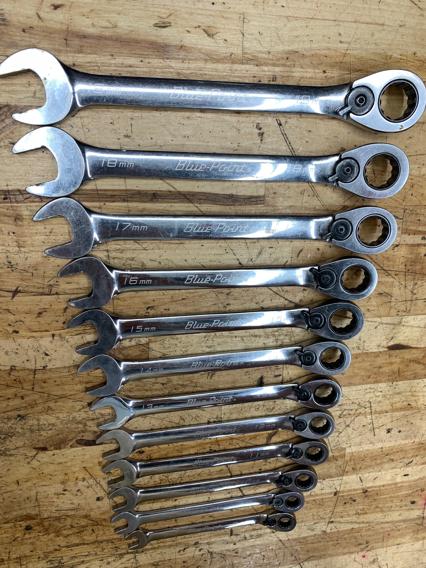 Blue Point Metric Ratcheting Combo Wrench Set 8-19mm 12pc BOERM712